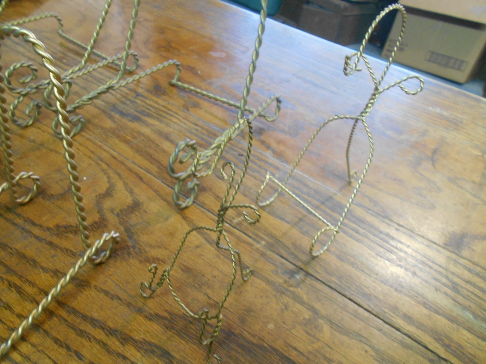 6 twisted metal brass plate / cup racks holders display pieces