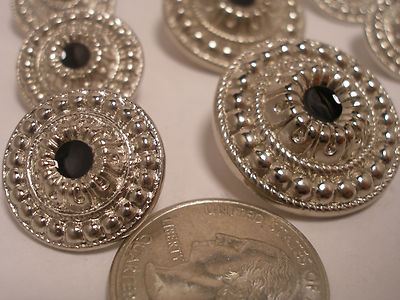 New lots silver metal buttons black center sizes 1 1/8, 7/8 13/16, 5/8 7/16, S36