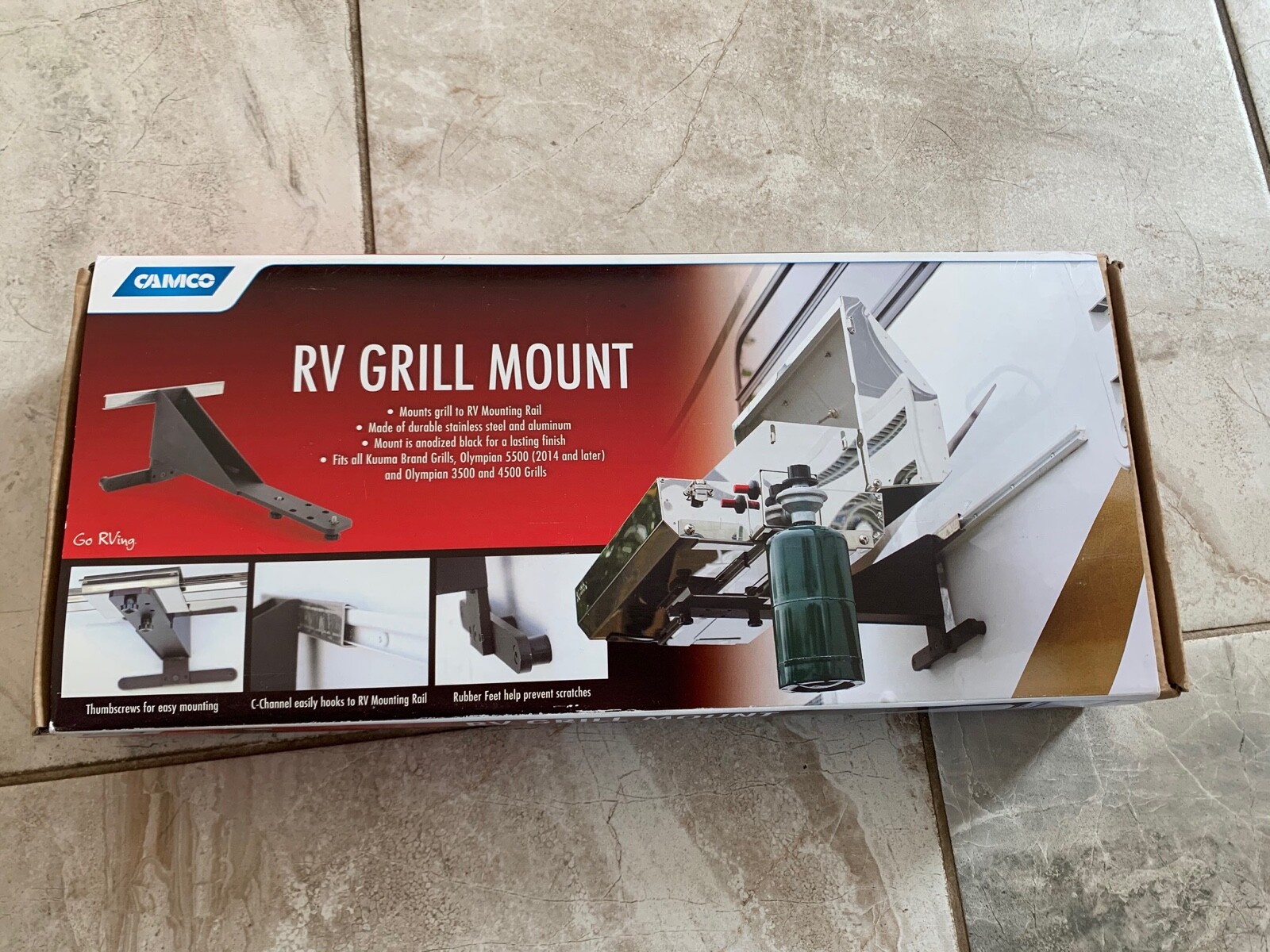 Camco Rv Grill Mount Mounts Olympian/kuuma Grill To Rail Black