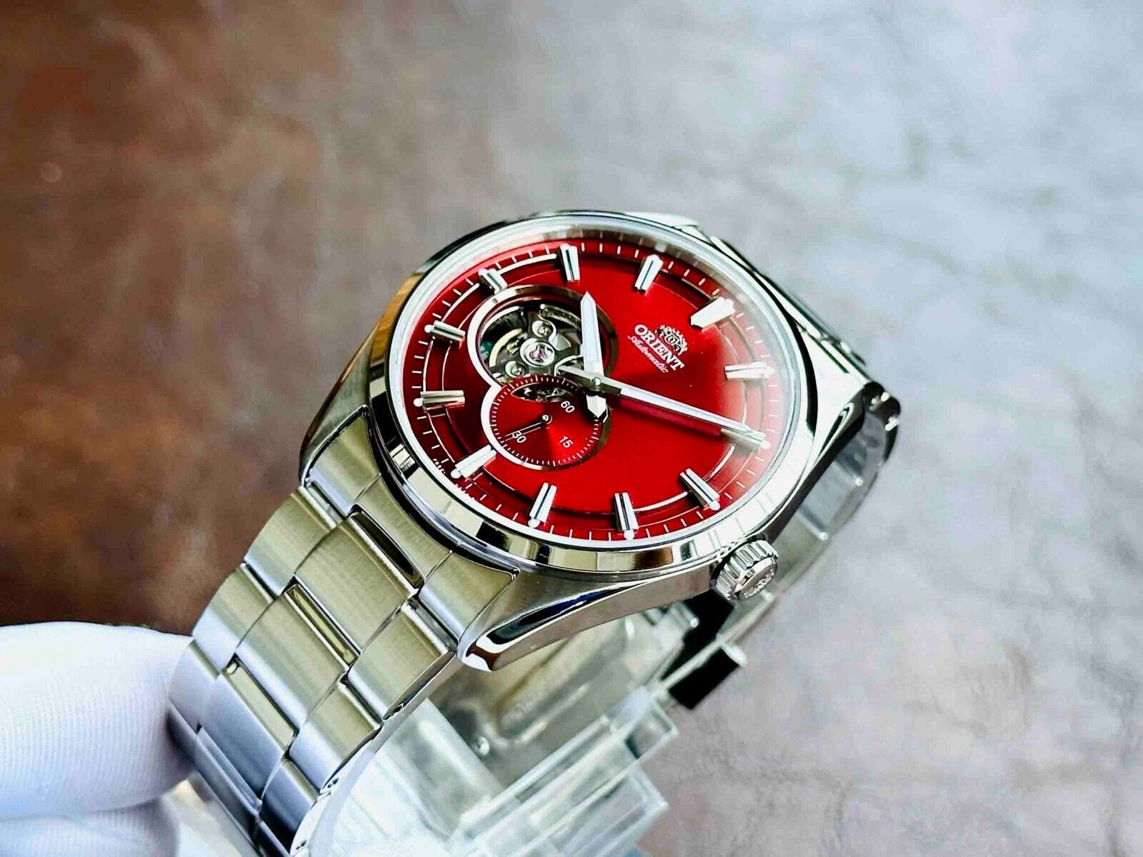 Pre-owned Orient Ra-ar0010r10b Red Analog Automatic Semi-skeleton Dial Men's Casual Watch