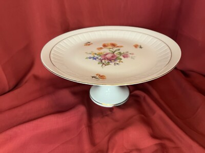 Vintage Germany Henneberg Porzellan 1777 Dresden Floral 11   CAKE STAND PLATE 