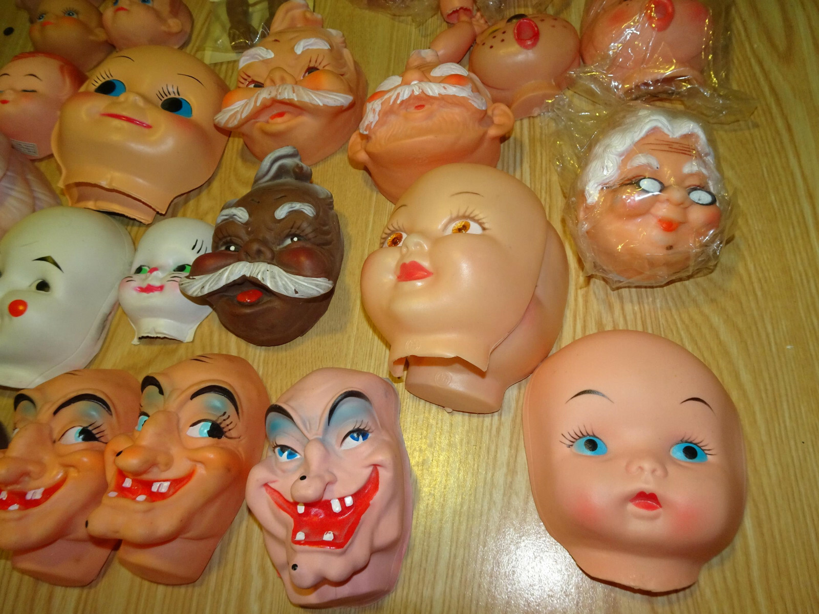Lot of 38 Assorted Vintage Antique Faces for Doll Making - Unused but Some Dirty