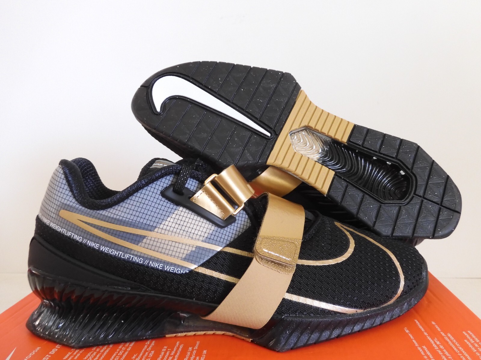 NIKE ROMALEOS 4 BLACK-METALLIC GOLD WEIGHTLIFTING SHOES SZ