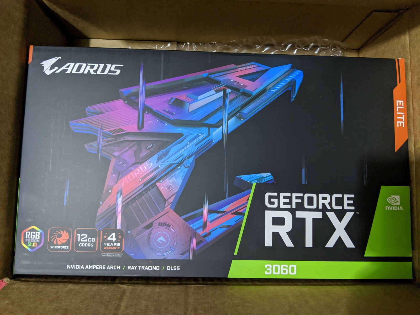 新品 Gigabyte RTX3060 ELITE AORUS Rev2.0 AORUS GeForce RTX™ 3060 ELITE 12G (rev. 2.0) Key Features
