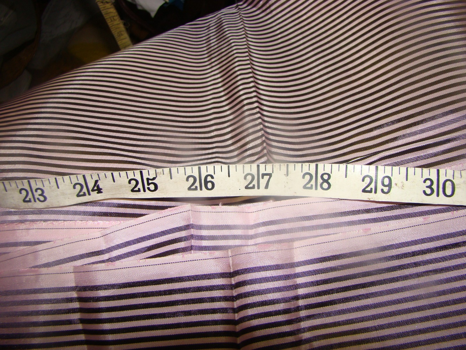 Vintage Decorator Fabric  PINK & BLACK STRIPE Satin Sheen 40