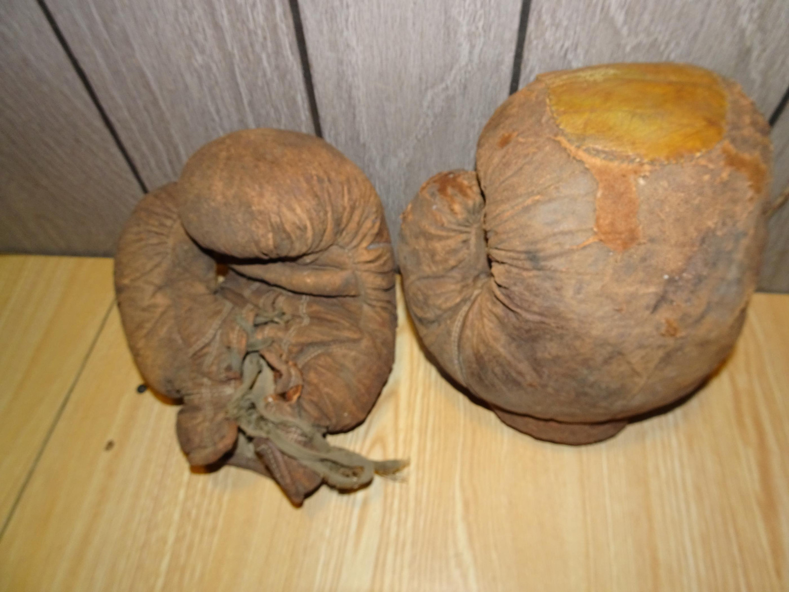 Vintage Antique Adult Boxing Gloves Victor Wright & Ditson Dirty, Rough Shape