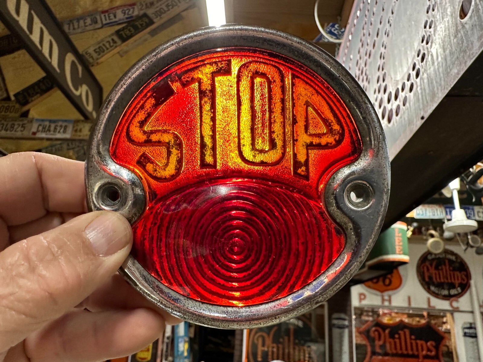 1920s30s STOPライト ビンテージ Vintage 1920's 30's STOP Taillight Lens & Bezel Car OLD
