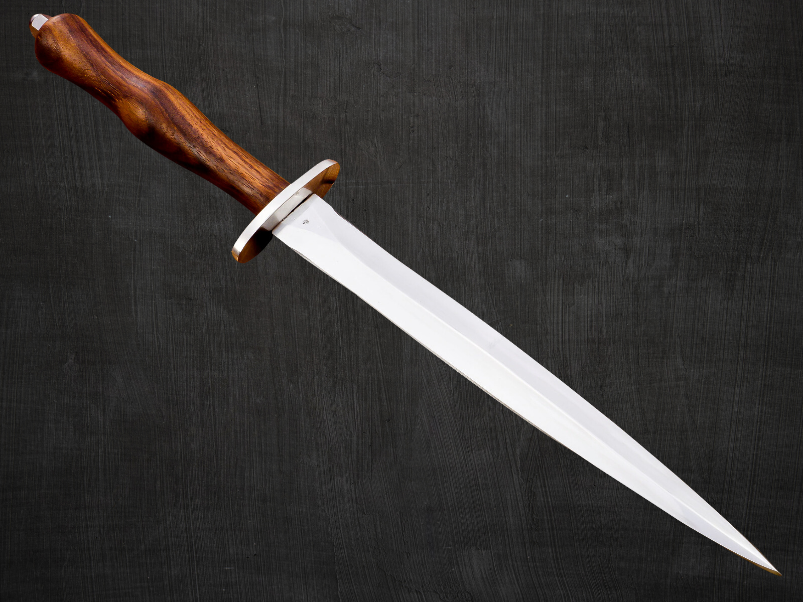 Fairbairn-Sykes Knife Handmade D2 Steel Knife With Wood Handle & Leather Sheath