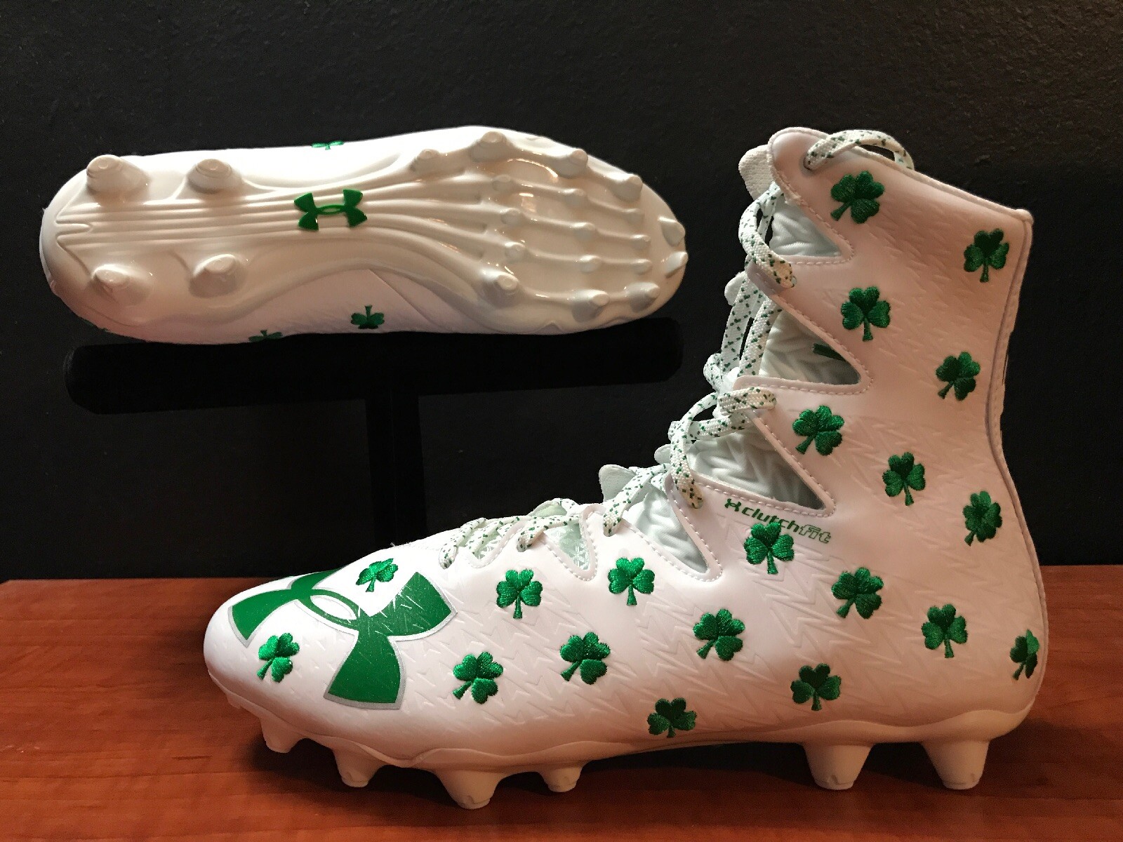 Under Armour Highlight MC Football Lacrosse Cleat RARE White Clover Shamrock Lax