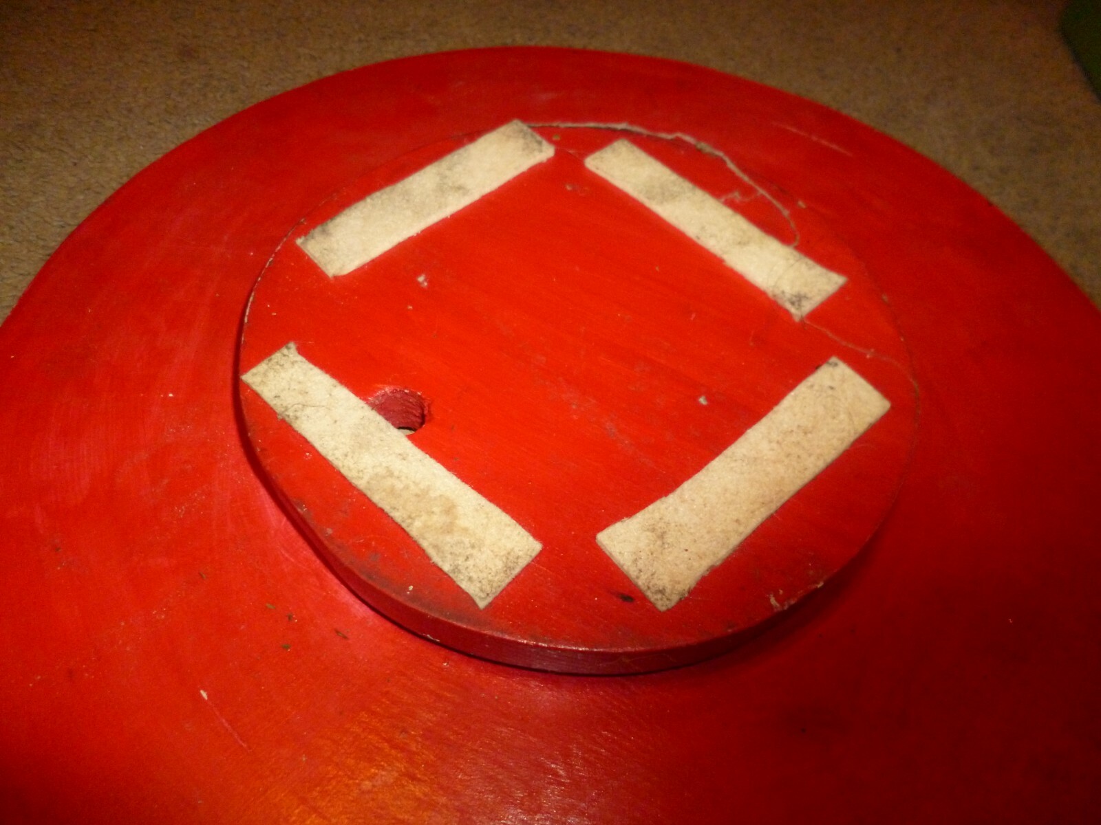 LARGE VINTAGE RETRO WOOD HAND PAINTED LAZY SUSAN STRAWBERRIES