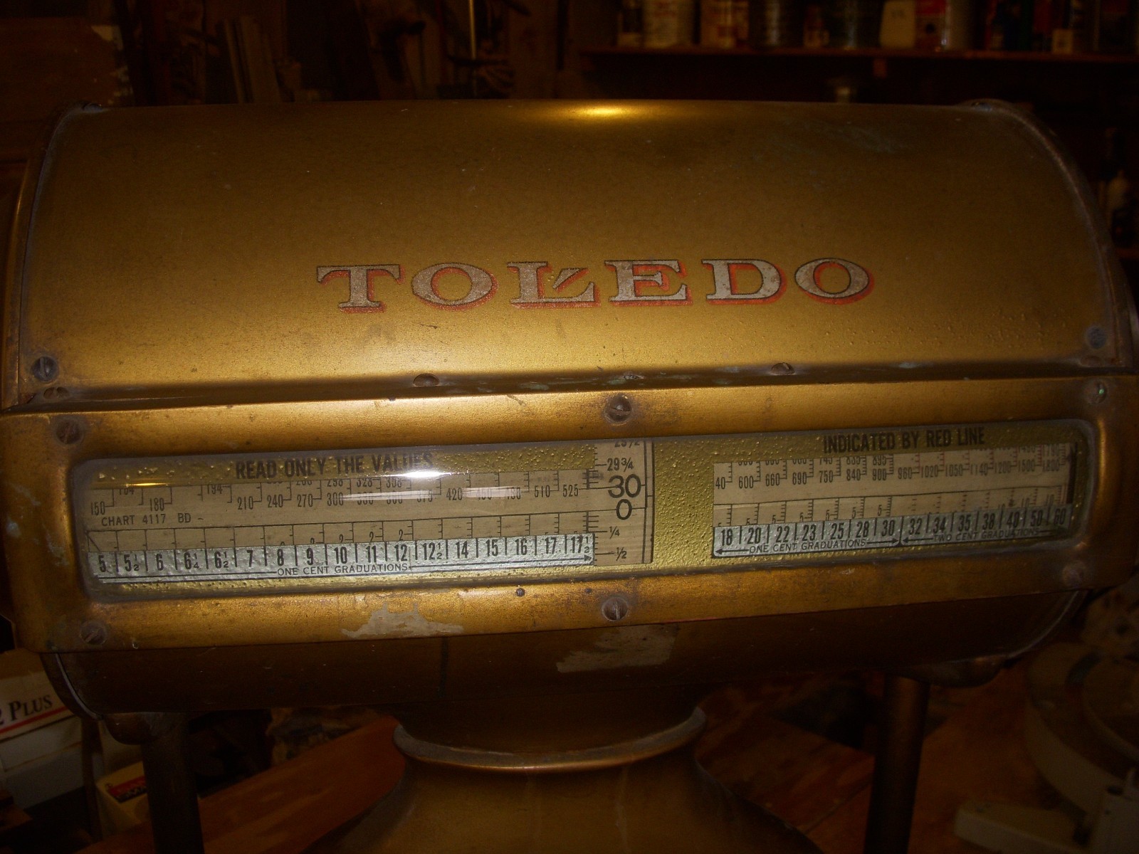 antique toledo scale/ antique country store scale.
