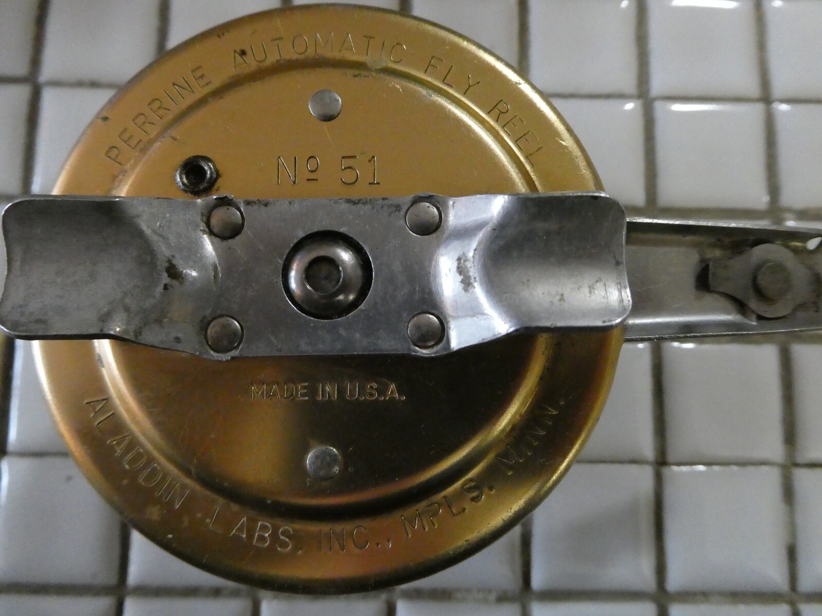 USA製　PERRINE automatic fly reel no51 vintage perrine no.51 automatic fly reel with line made usa