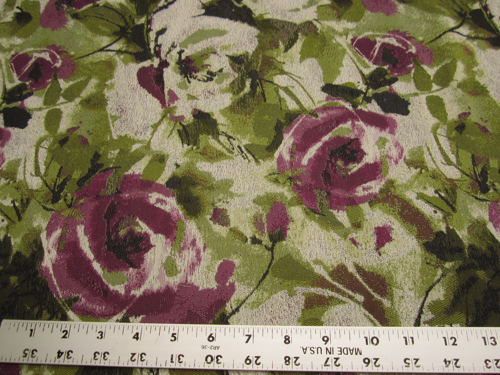 1 3/4 yards of Fabricut Cezanne plum floral upholstery fabric r3004