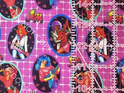 Custom 100% Cotton Woven Fabric Jem Band 80s Tv Show Small Scale 1/4 Yard 9x56