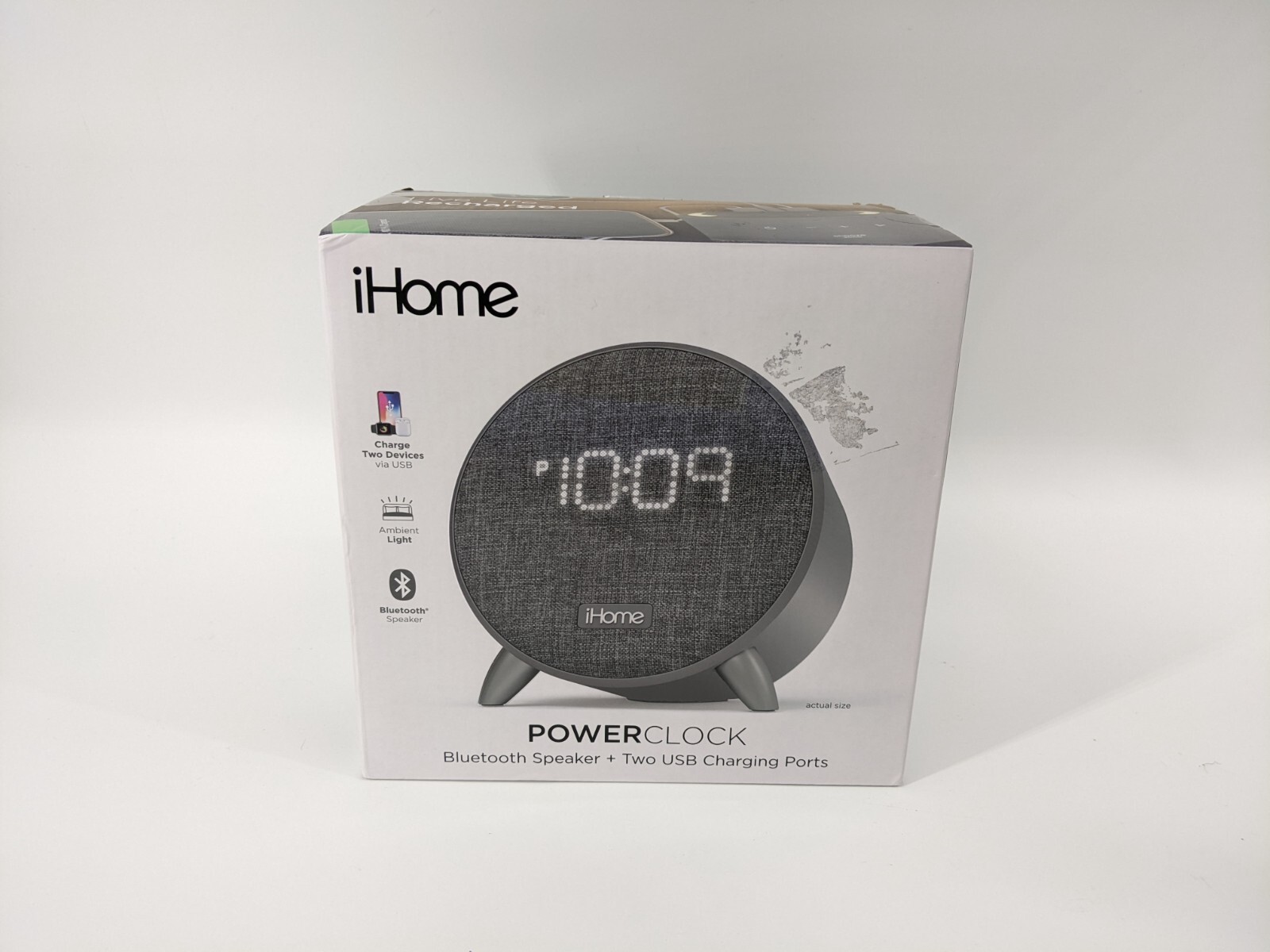 iHome IBT235G Bluetooth Alarm Clock With Dual USB Charging
