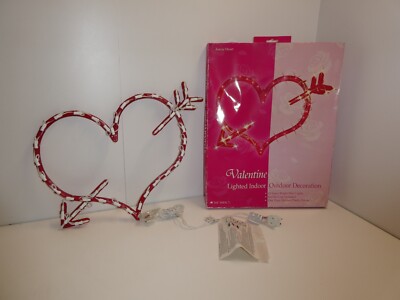 Valentine's Day Red Arrow Heart Lighted Window Silhouette Holiday Decoration JMC