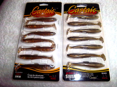 (LOT OF 2)-CASTAIC Baby Jerky J Swimbaits /Paddle Tail  3.5'' & 7 cnt. 2-COLORS