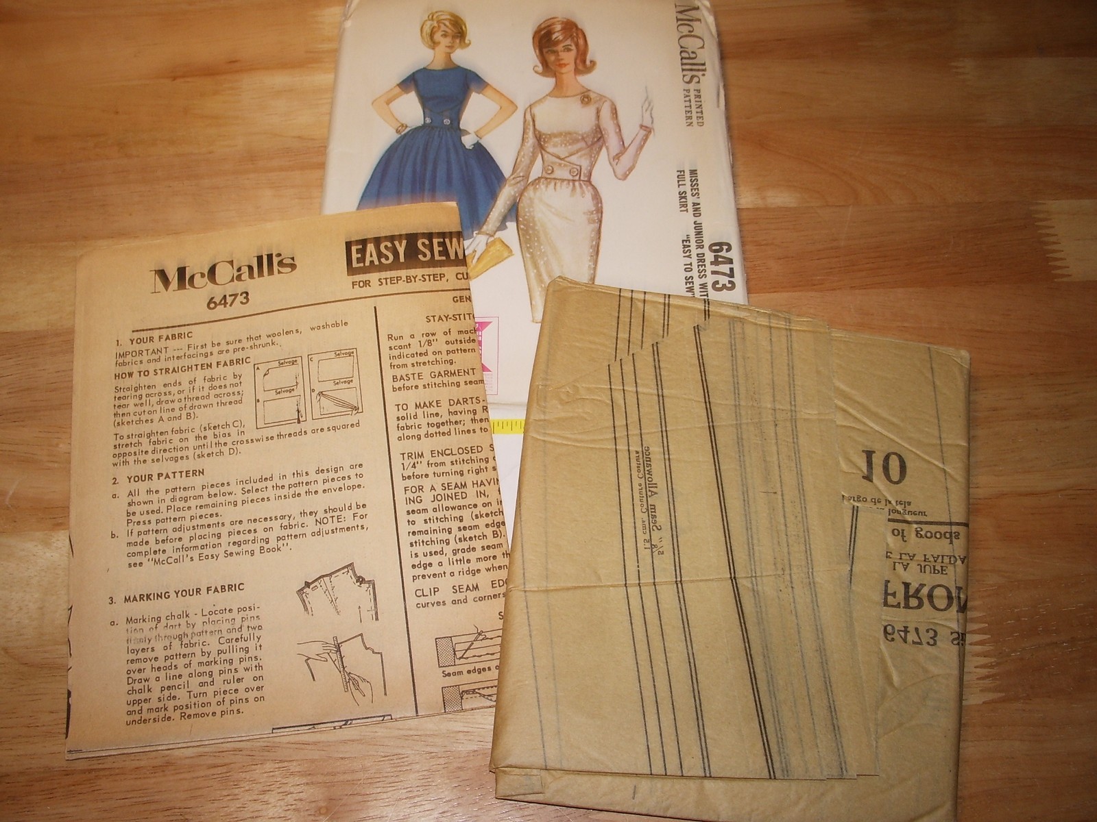 VTG  McCalls FF Pattern 6473 Misses Junior Dress Slim or Full Skirt Sz 16 Bust36
