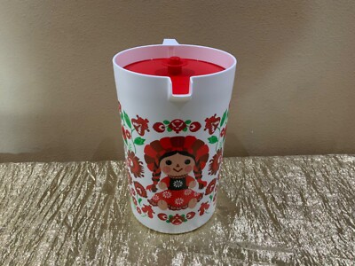 New Tupperware Beautiful Jumbo Pitcher 1 Gallon Colorful Red Marias Doll Picture