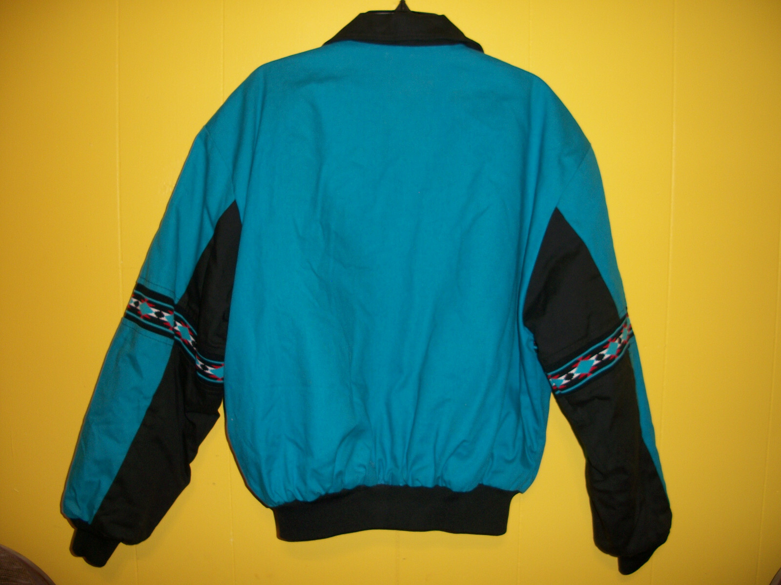 Saddlebrook Western Wear Bomber Jacket Mens XL Cowboy Coat Turquoise & Black VTG