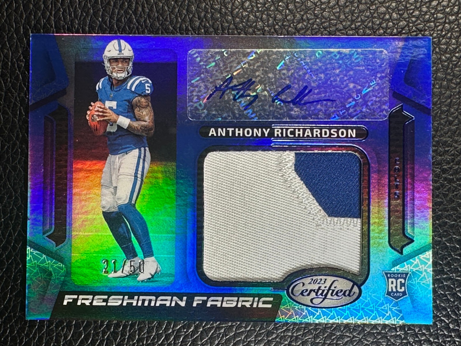 2023 Panini Certified Freshman Fabric Blue  Anthony Richardson /50 Auto Patch RC