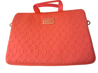Marc by Marc Jacobs Laptop Computer Case Neon Pink Embossed Neoprene Dreamy Logo