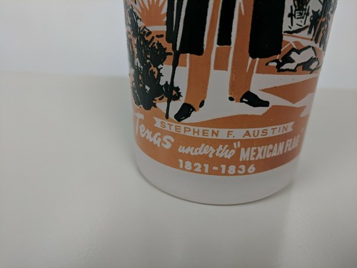 50's Knox Oil Texas Flags Frosted Glass Mexican Flag STEPHEN F. AUSTIN Mint