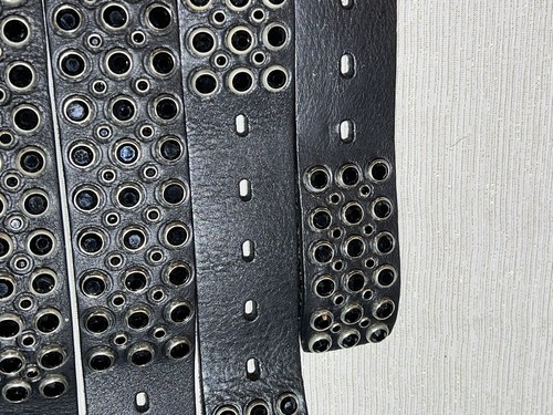 Pre-owned Handmade Robins Jean, Hand Made Leather Belt W/ Blk Swarovsky 100% Hand Made In Italy