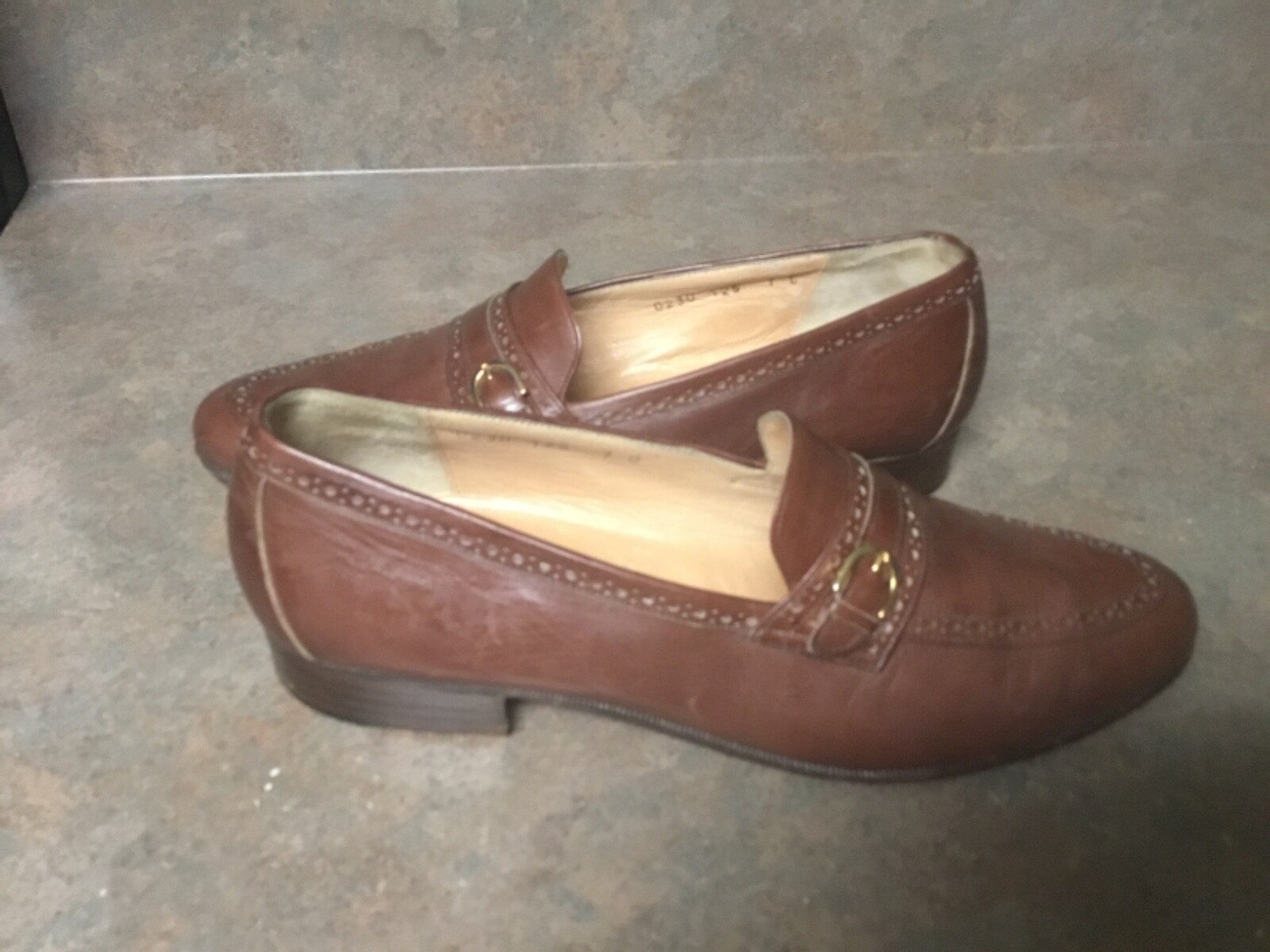 Ferragamo♪SALE♪0775068 Men's SALVATORE FERRAGAMO Brown Loafers Shoes Size 7D (CON57