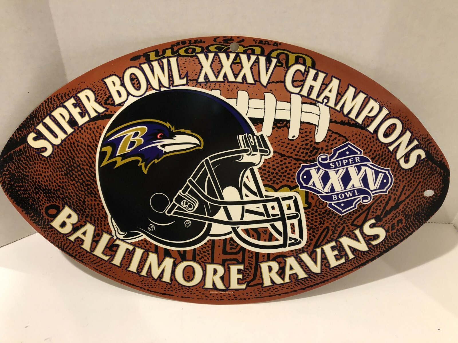 Baltimore Ravens NFL Football Sign Super Bowl XXXV Champions