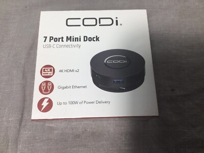 CODi 7 Port Mini USB-C Connectivity Docking Station New
