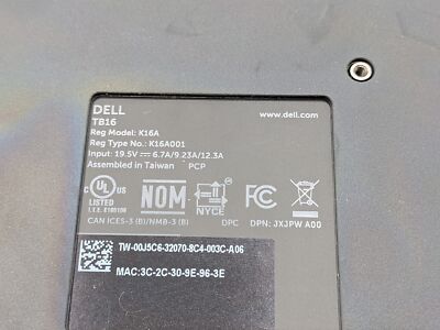 Dell TB16 K16A Thunderbolt Docking Station USB-C - w/ 130W Adapter - Free S/H