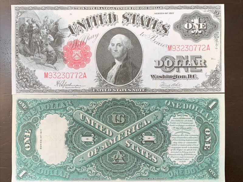 Reproduction $1 United States Note USA Copy 1917 George Washington/Columbus
