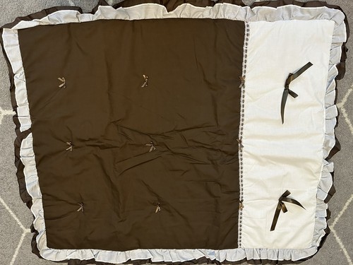 Brown and white  Nursery Baby Crib Comforter 48 by 40 inches
