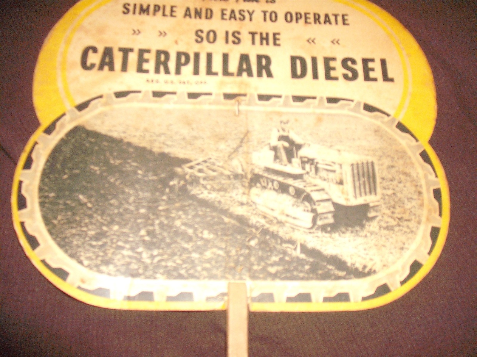 2 sided 1936 Caterpillar 'Diesel' Tractor Fan Caterpillar Tractor Co. Peoria, Il