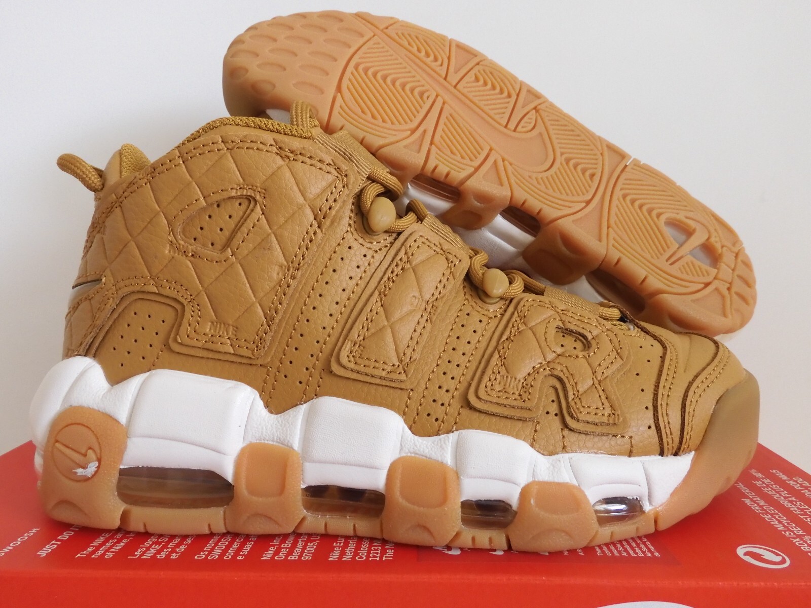 WMNS NIKE AIR MORE UPTEMPO WHEAT BROWN-ORANGE QUARTZ SZ 6