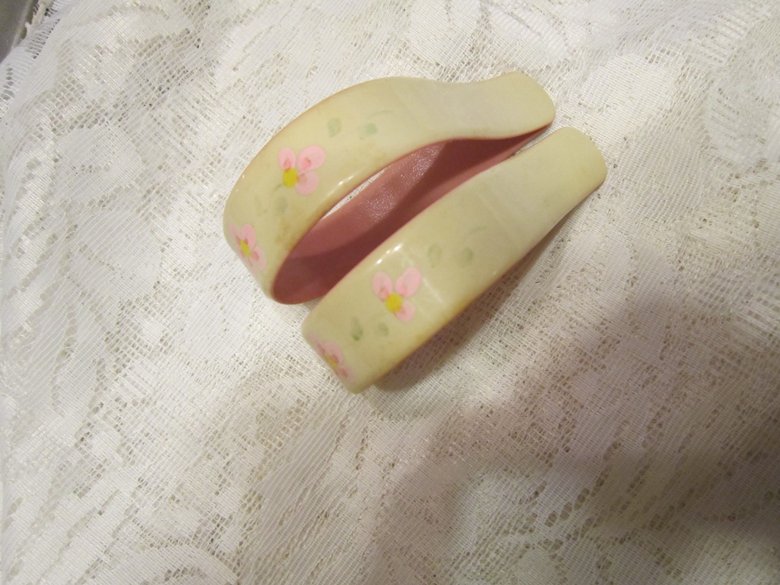 Vintage Hand Painted Celluloid / Plastic Infant Blanket Clips