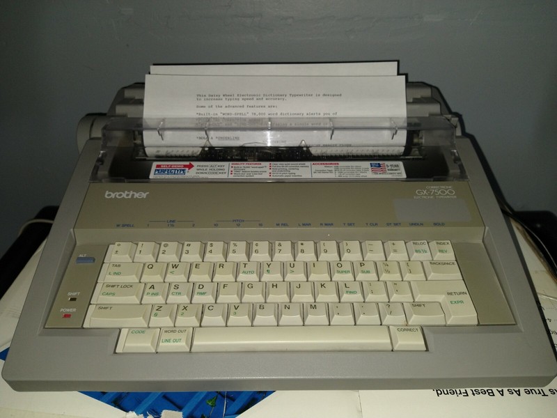 Brother typewriter photos of Brother GX7500 by year then serial number