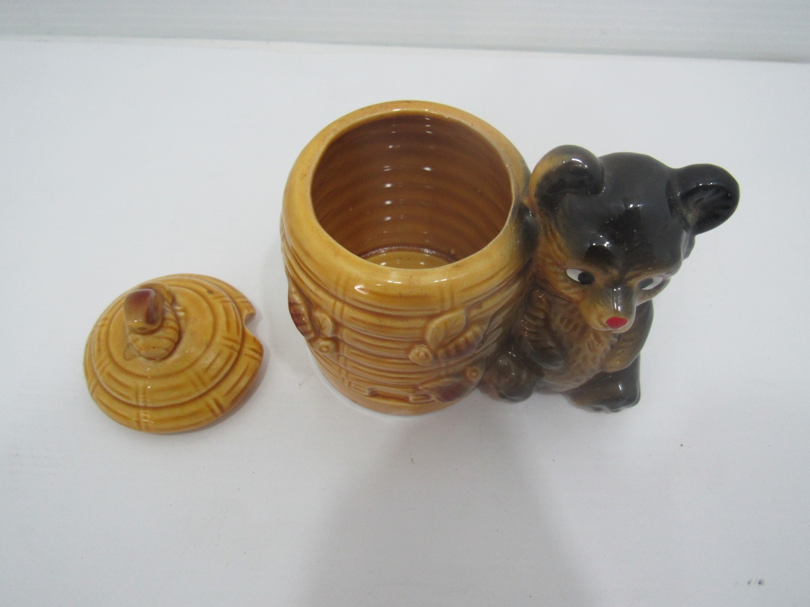 Vintage Ceramic Honey Pot with Bear, Missing Dipper, Made in Japan