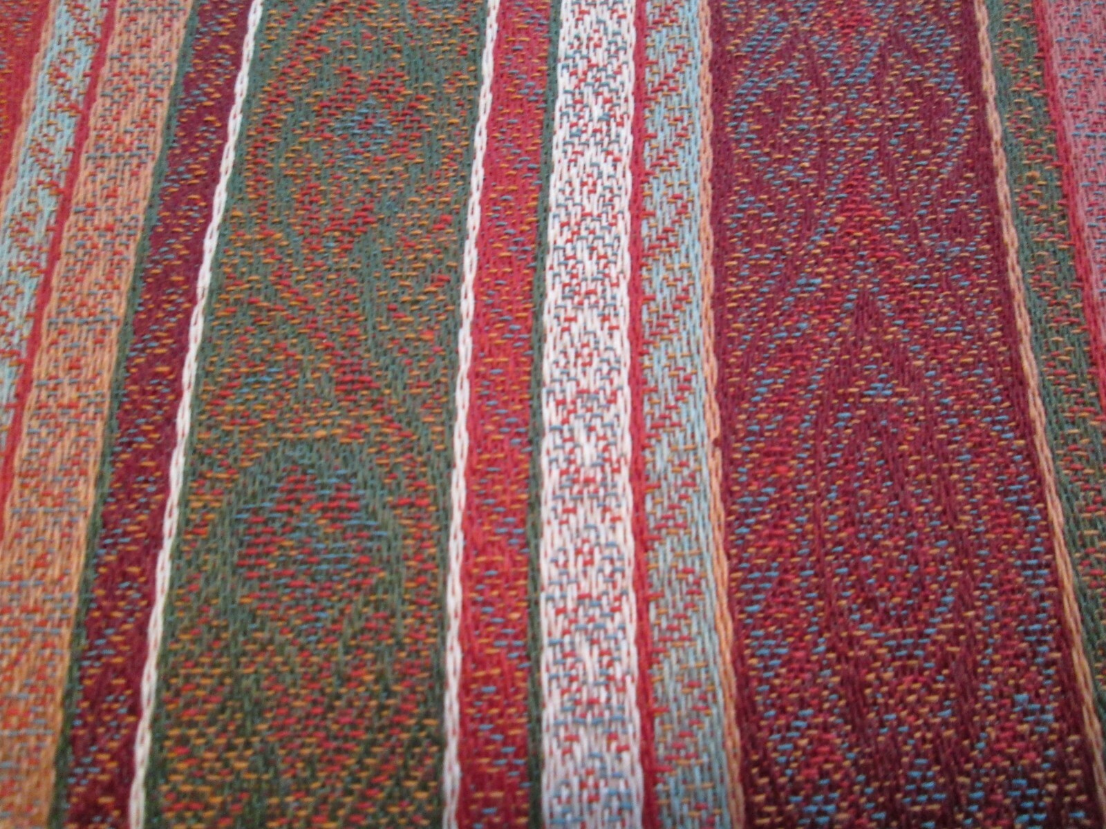 Martha Stewart Tablecloth Stripes Round Rust Green Brown 70