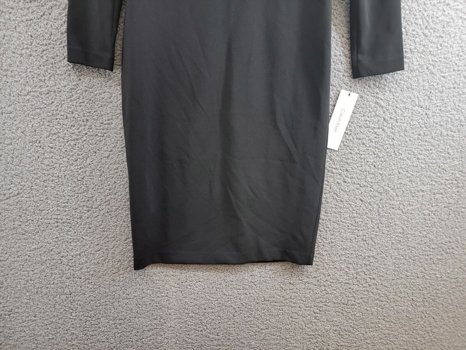 Calvin Klein Pleated Knee Length Sheath Dress Women's 4 Black Back Zip Closure - Picture 4 of 17