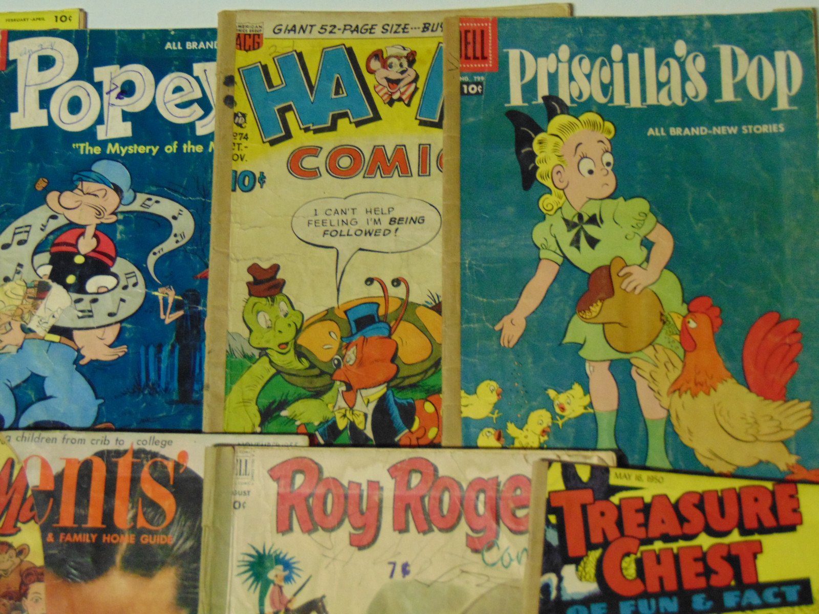 Lot of 15 Pop Hollinger Rebuilt Comic Books 1950s Lassie Popeye Tonto Roy Rogers