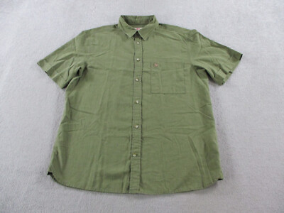 Fjallraven Shirt Mens Large Green Ovik Travel Hemp Blend Button Up Comfort Fit