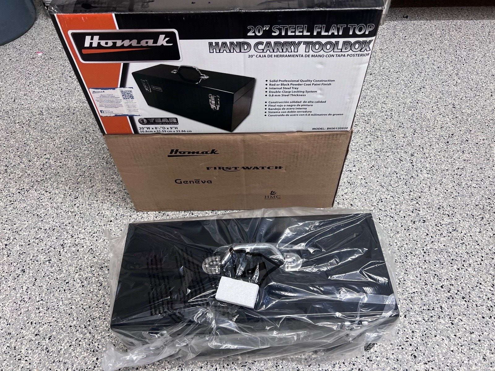 Homak BK00120920 20 Inch Black High Tool Box with Black Metal Tray