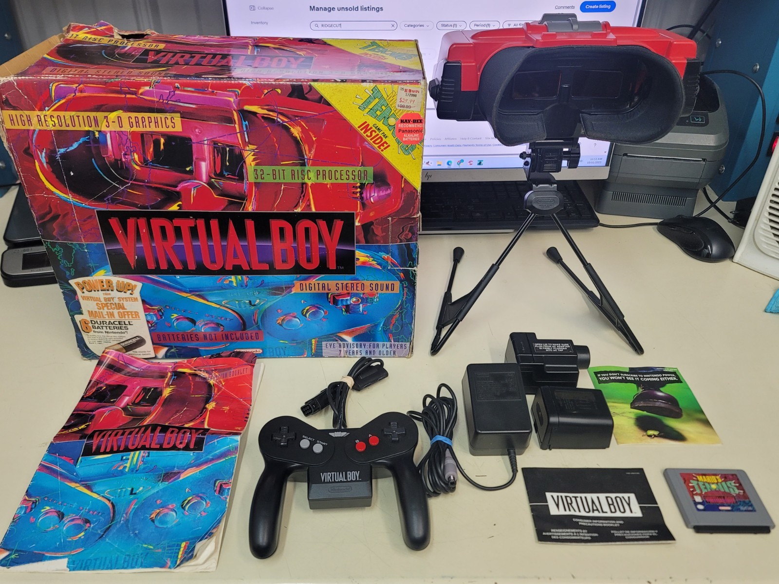 NINTENDO VIRTUAL BOY CONSOLE COMPLETE IN BOX - CIB - WORKING