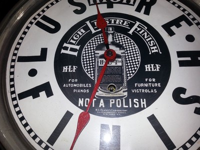 EARLY HIGH LUSTRE FINISH ADVERTISING SESSIONS CLOCK