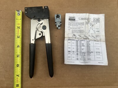  AMP 231652 Ratcheting Modular Plug Crimp Tool Black Die Blue Die Tyco 