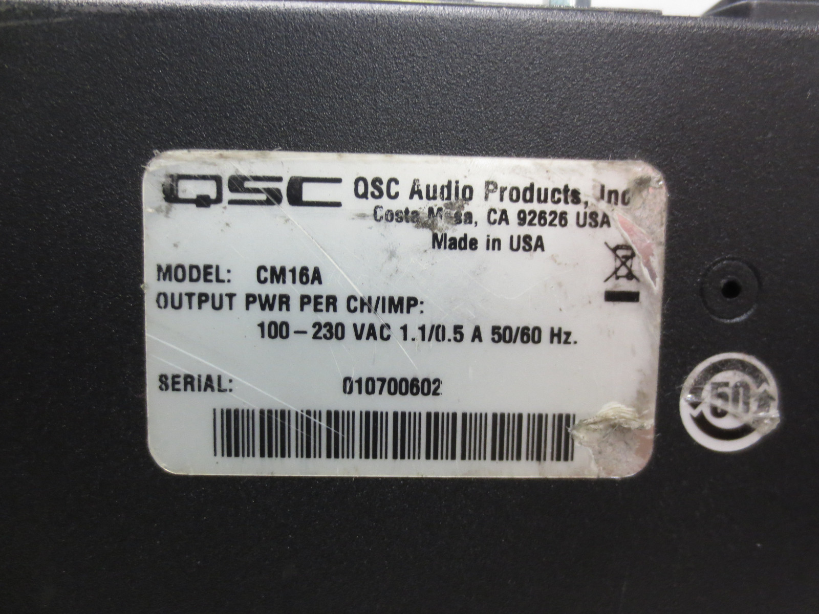QSC CM16A Amplifier Network Monitor *194