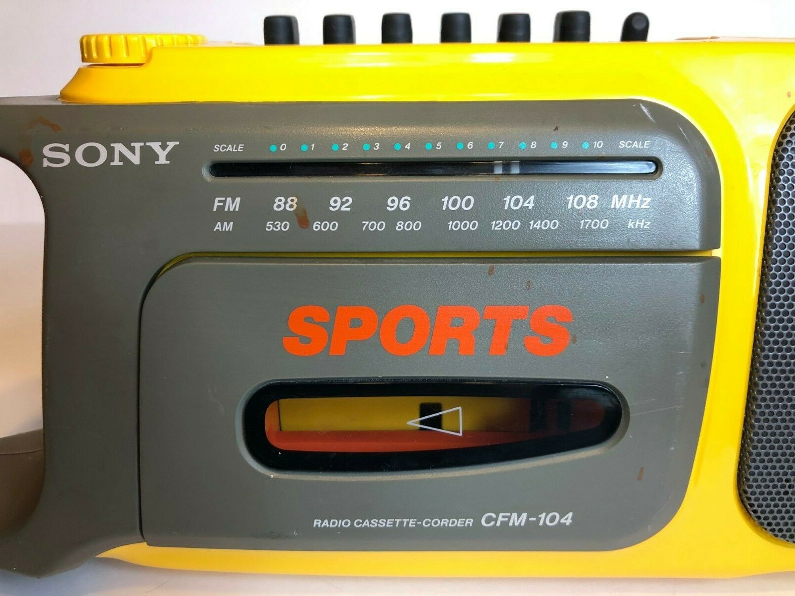 Vintage Sony CFM 104 Yellow Sports Cassette Player Tape Recorder AM FM Boombox