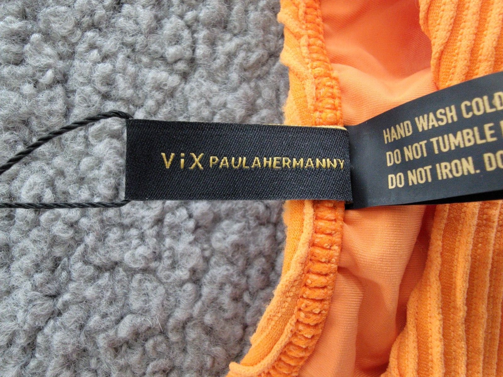 ViX Kayla Giulia Bikini Bottom Women's S Tangerine Ribbed Elastic Waist Pull On - Picture 10 of 19